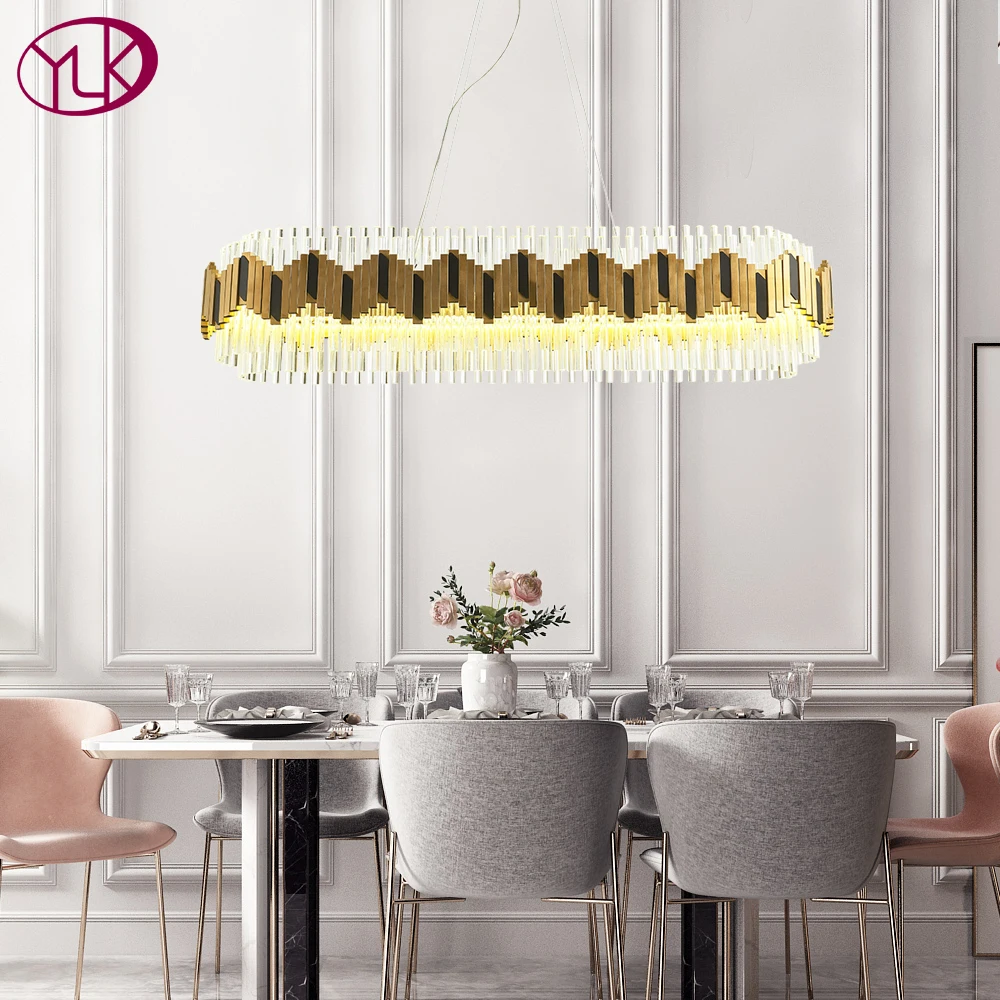 Youlaike rectangle chandelier lighting for dining room top luxury kitchen island crystal lamps modern glass light fixtures | Освещение
