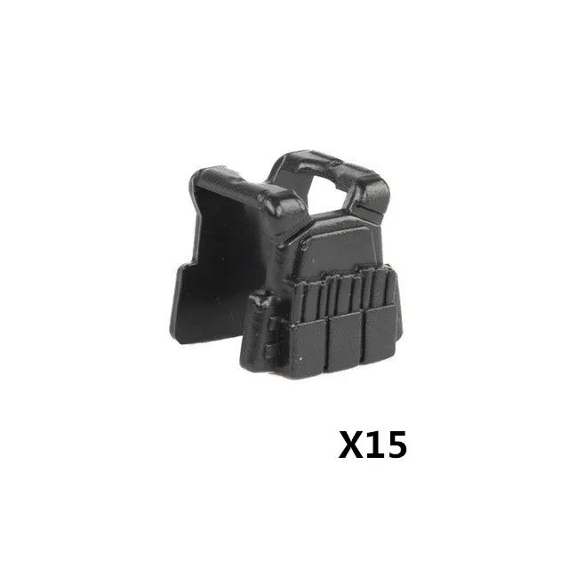 E-Vest-15pcs WW2 тактический жилет строительные блоки военный игрушечное оружие армия MOC солдаты фигурки тела Броня руки полиция кирпичи игрушки C127 - Цвет: E-Vest-15pcs