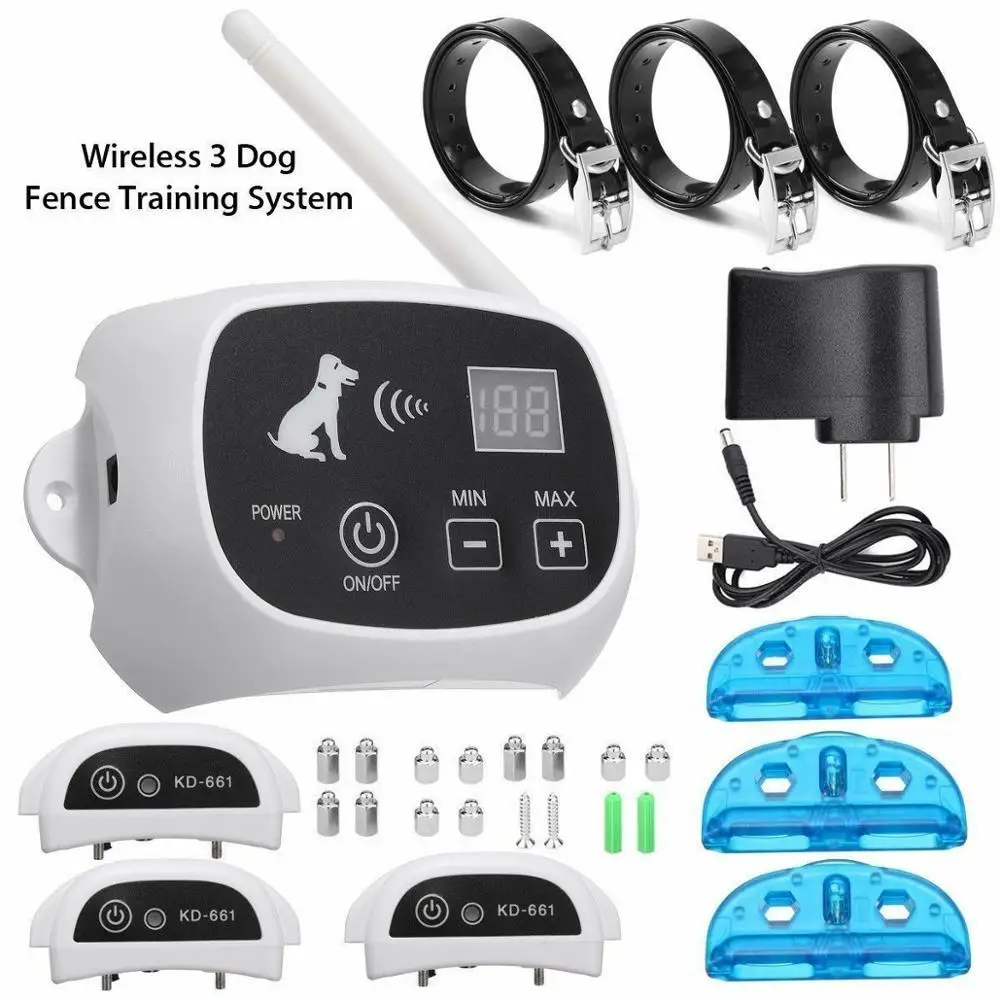 500m Wireless Electronic Pet Fence Rechargeable Waterproof Dog Training Collars 1/2/3 Pet 0-100 Level Electronic Fencing Device