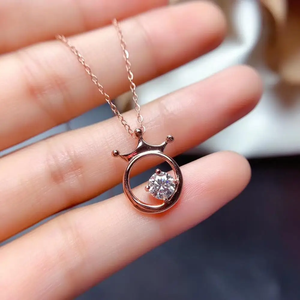 MeiBaPJ 5 мм D обезболивающий Муассанит модное ожерелье с подвеской в виде короны для