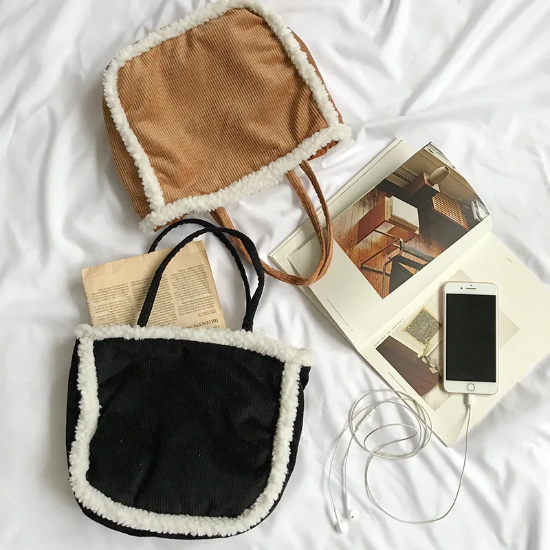 2019 Рождественская зимняя женская сумка через плечо молочный вельвет Лоскутная