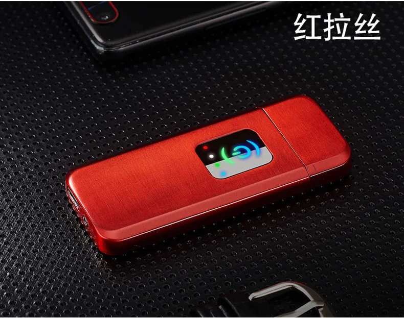 Светодиодный сенсорный Электронный USB Зажигалка металлическая перезаряжаемая Зажигалка Ветрозащитная электрическая зажигалка для курения гаджеты для мужчин