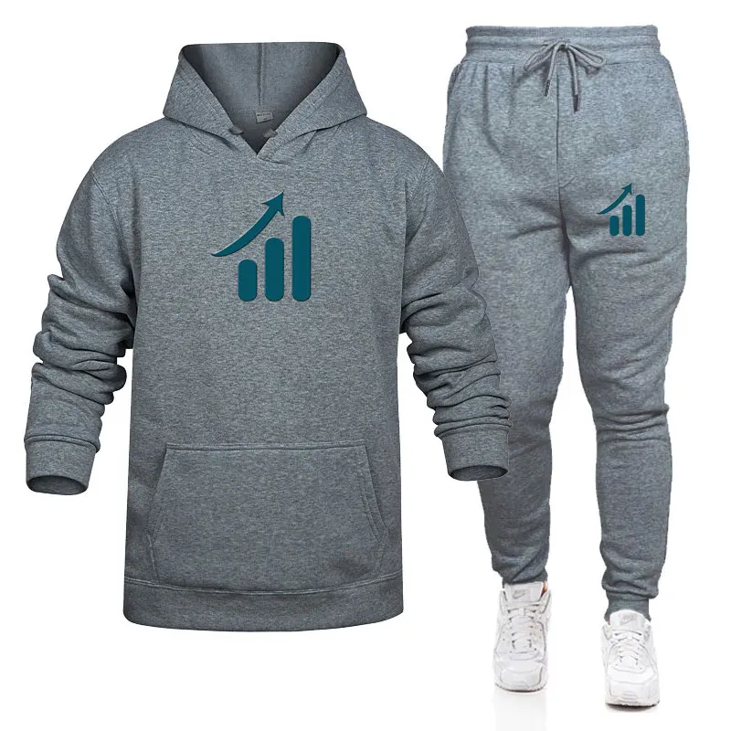 

Autumn/Winter 2021 Tide Velvet Keep Warm Hoodie Suit Brand Print Sports Casual Long Sleeve Sweat Shirts+Sweat Pants Two-piece