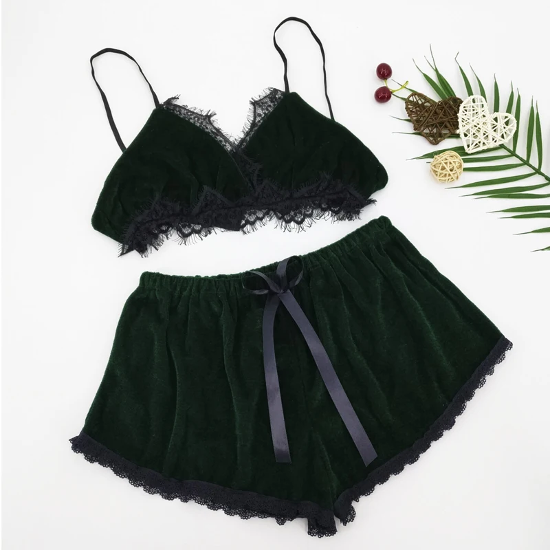 Женские пижамы кружевные сексуальные трехточечные раздельные фланелевые костюм