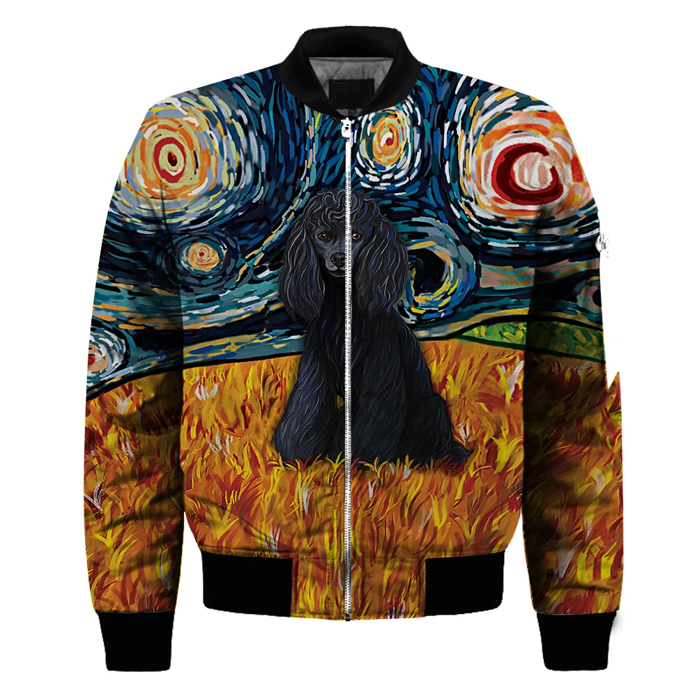 

Funny 3D Poodlee Bomber Jacket 3D Dog Zipper Pilot Jacket Coat