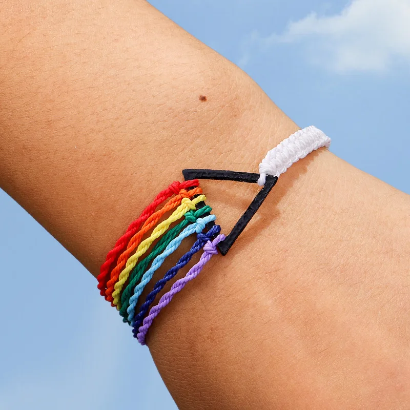 

New Bracelet Hand Made Waterproof Wax Thread 7 Colors Yoga Hand Strap Creativity Triangle Bracelet Female Gift Drop Shipping