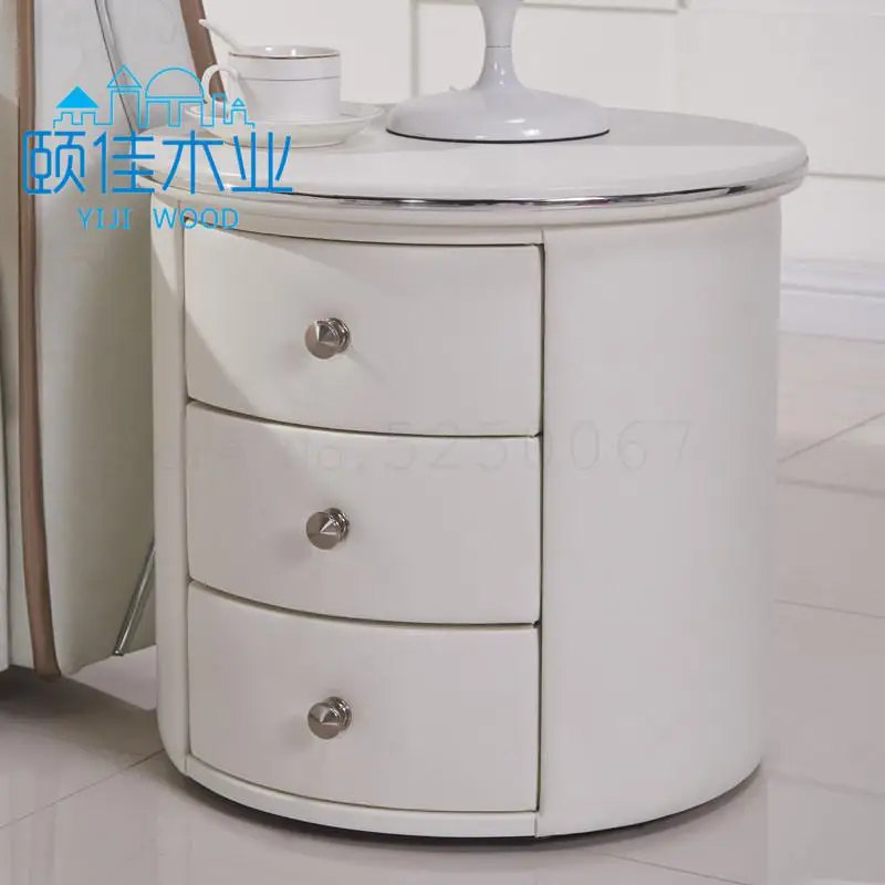 Кожа прикроватного столика простые лампы в европейском отель белый хранения