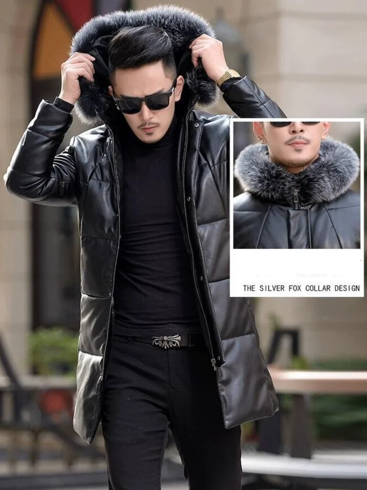 Мужская зимняя куртка на 95% белом утином пуху мужское пуховое пальто из