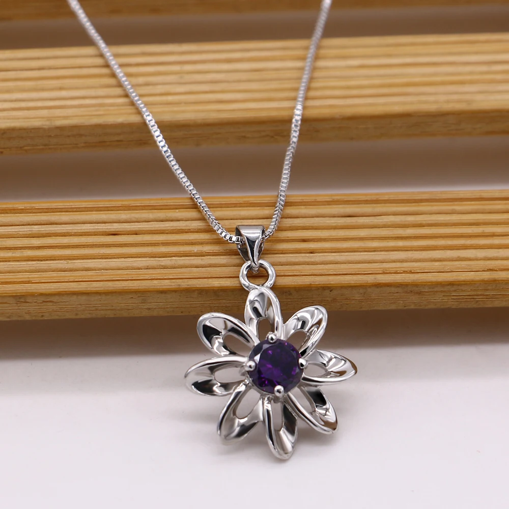 Простой милый цветок циркон кулон ожерелье Кристалл корейская мода темперамент