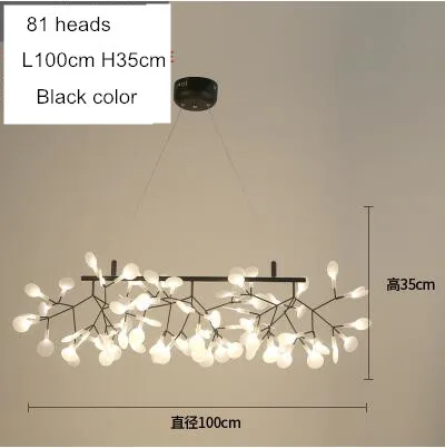 81lights L100Black Art Decorate Tree Branch Led Pendant Light Acrylic Leaf Hanging Lamp Lustre For Living Room Art Decor Pendant Lamp 110V/220V - Цвет корпуса: 81lights L100Black