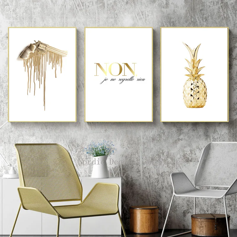 Скандинавский парусиновый постер абстрактная живопись ананас настенные