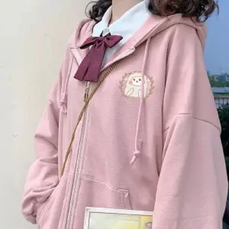 

Кардиган с капюшоном, милый Однотонный женский жакет в стиле Харадзюку, свободная бархатная одежда с длинным рукавом, уличная одежда, толст...