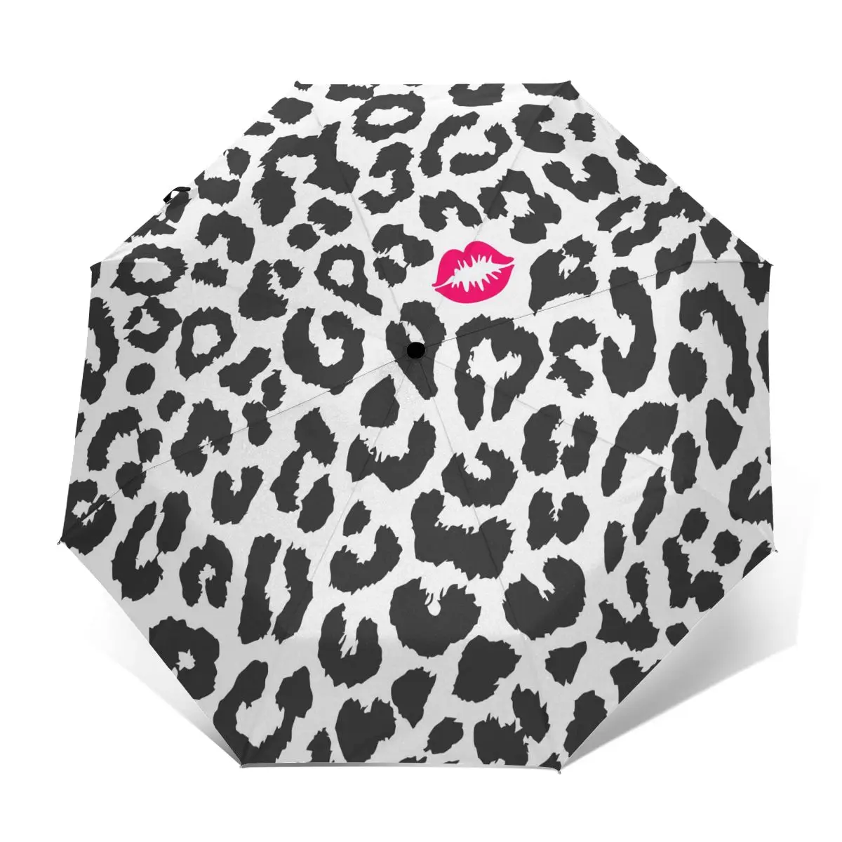 

Wind Resistant Folding Automatic Umbrella Women Auto Leopard Texture With Kiss Print Windproof Umbrellas Rain For Men Parasol