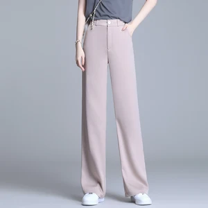 S-5XL ice silk drape pants acetate satin wide-leg pants high-waist plus size suit pants 2021 summer fashion women's clothing 10 item image