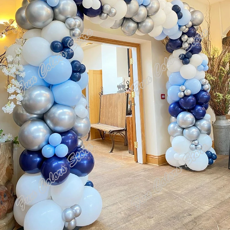 

198pcs Matte Navy Blue Wedding Birthday Party Backdrop Baby Shower Supplies Macaron Blue Holiday Dinner Table Balloon Garland
