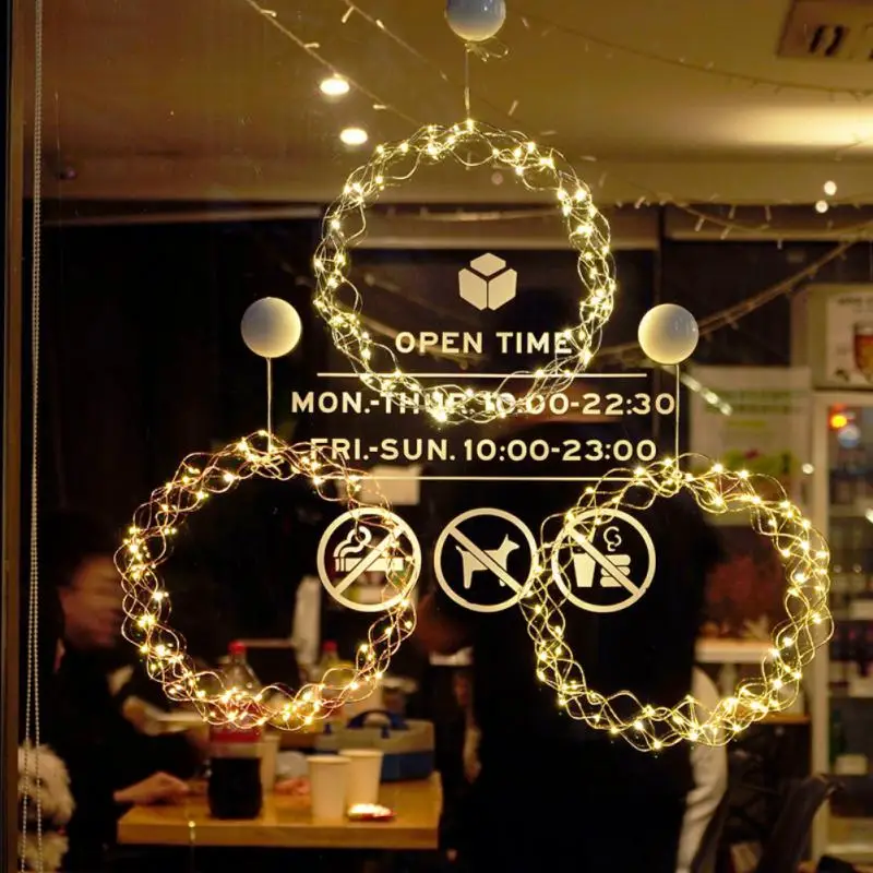 

Рождественское украшение на присоске, подвесные светодиодсветодиодный фонари, праздничная настенная подвесная гирлянда, Сказочная гирлян...