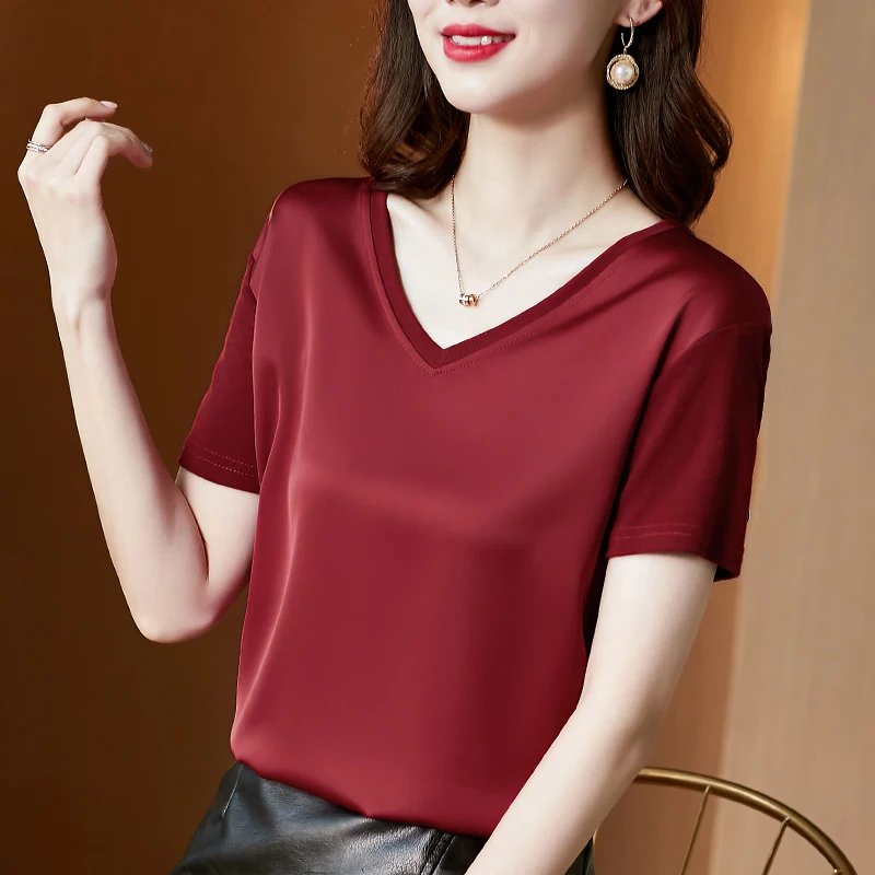 

Футболка женская Модальная с коротким рукавом и V-образным вырезом