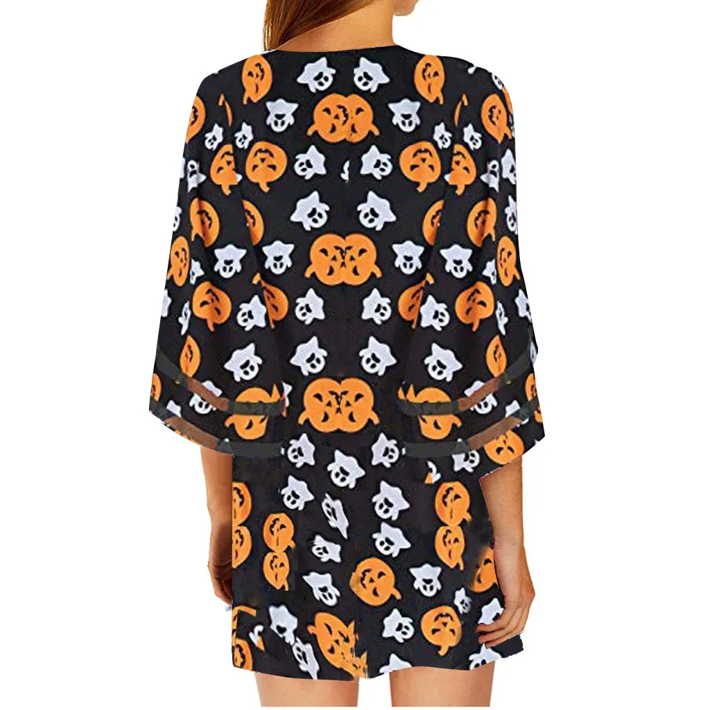 Женская блузка с сетчатой панелью 3/4 рубашка рукавами колокольчиками шифоновое