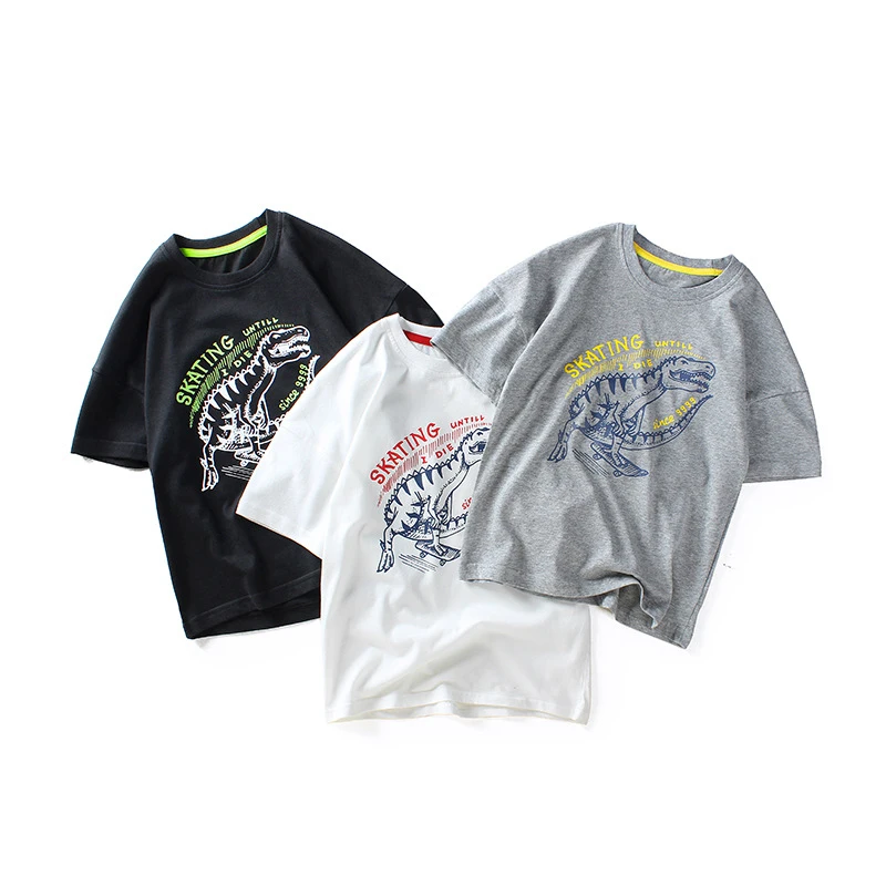 

Boys T-Shirts Fashion O-Neck Clothes Cotton Breathable Dinosaur Print Boys Short Sleeves T Shirt Boy Tops kids clothes 8 to 12