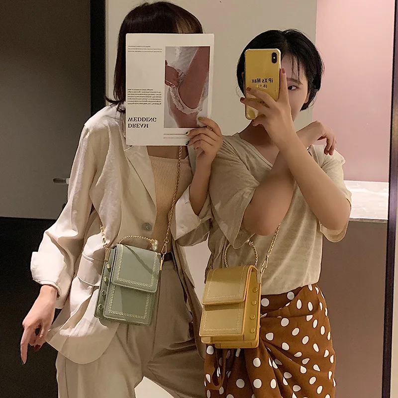 2019 new network celebrity pearl small square bag 100 chain oblique satchel | Багаж и сумки