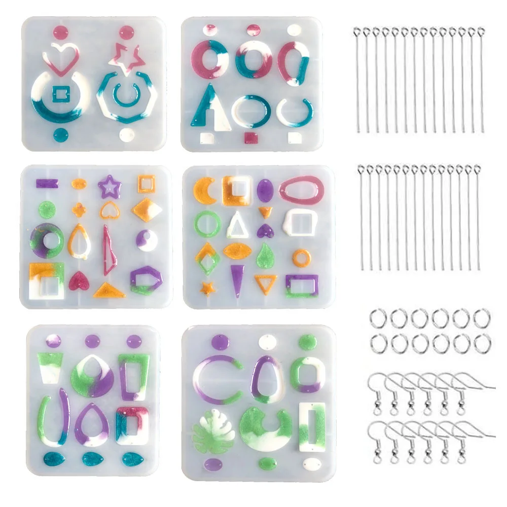 

Irregular geometric leaf pattern earrings earrings accessories modeling mirror epoxy silicone mold with nine pin ear hooks-6 typ