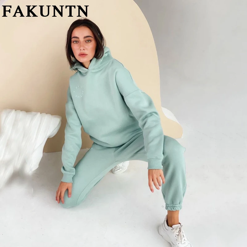 저렴한 FAKUNTN 여성 세트 운동복 여성 의류 2021 신제품 스포츠 정장 라운지웨어 후드 스웨트 셔츠 탑과 바지 투피스 세트 복장 저렴한 FAKUNTN 여성 세트 운동복 여성 의류 2021 신제품 스포츠 정장 라운지웨어 후드 스웨트 셔츠 탑과 바지 투피스 세트 복장