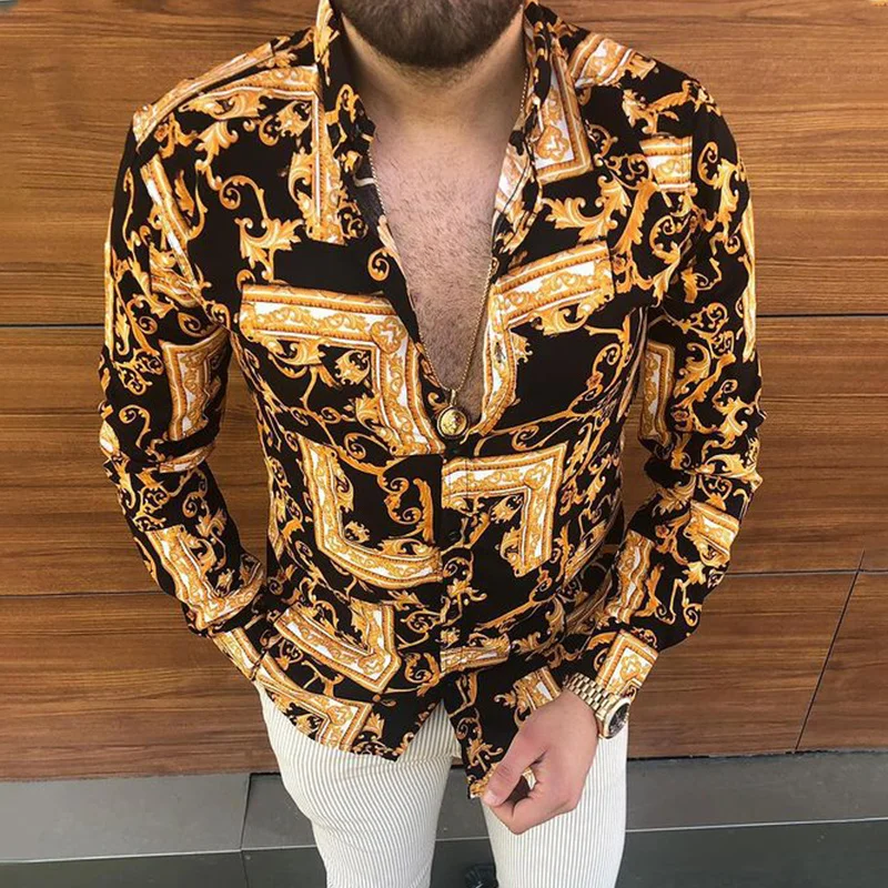 

Casual Loose Turn-down Collar Mens Shirts Vintage Printing Button Short Sleeve Tops 2021 Summer Men Clothing Fashion Streetwear