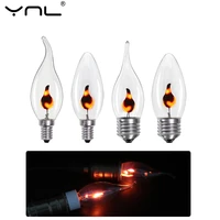 10pcslot e27 e14 led flame candle light edison bulb ac 220v 230v 3w retro vintage fire lamps led filament lamp decor lighting