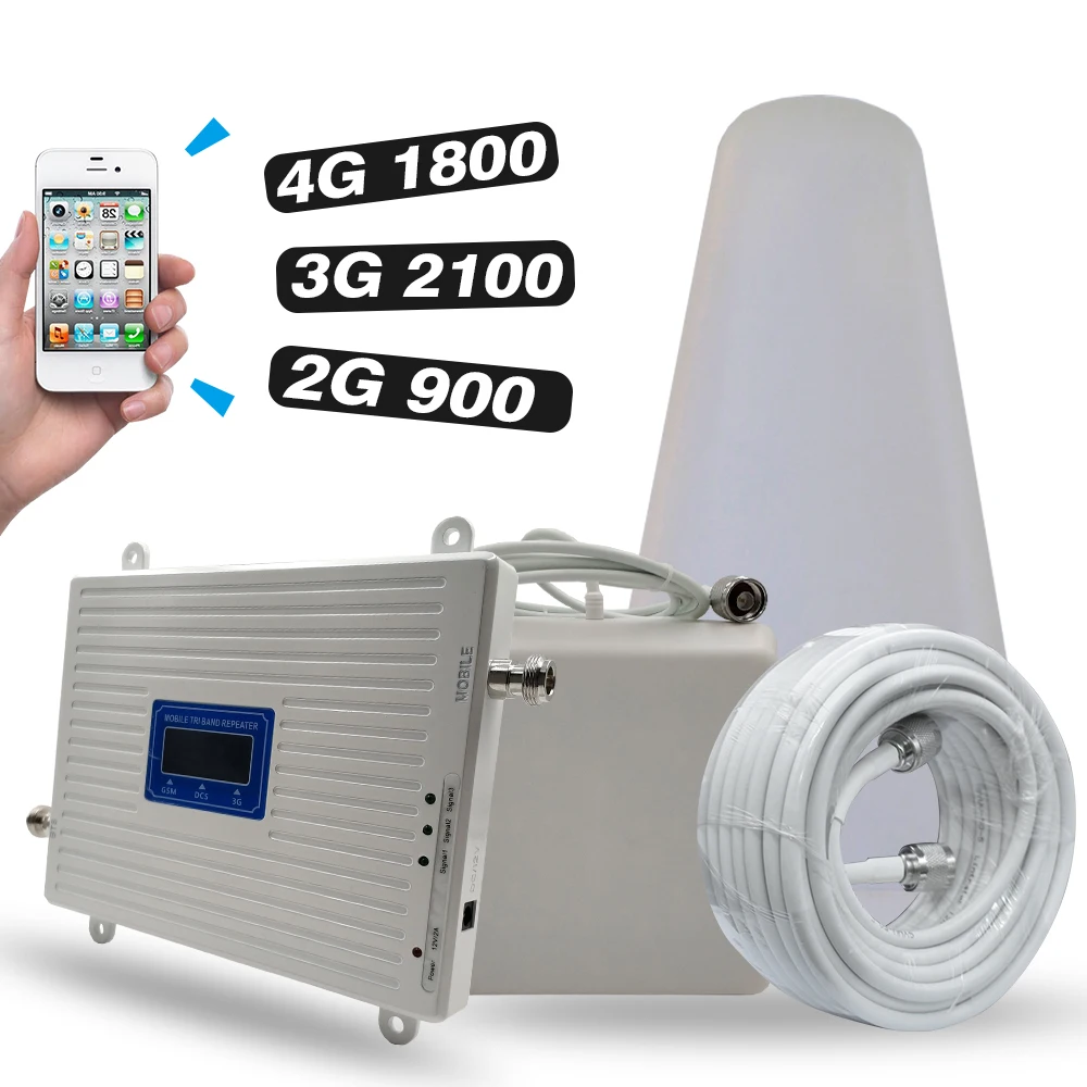 Cena 2G 3G 4G Tri-band Booster GSM 900 + DCS/LTE 1800 (B3) + UMTS/WCDMA 2100 (B1) Mobilny Wzmacniacz Sygnału 900/1800/2100 Wzmacniacz Sygnału Zestaw