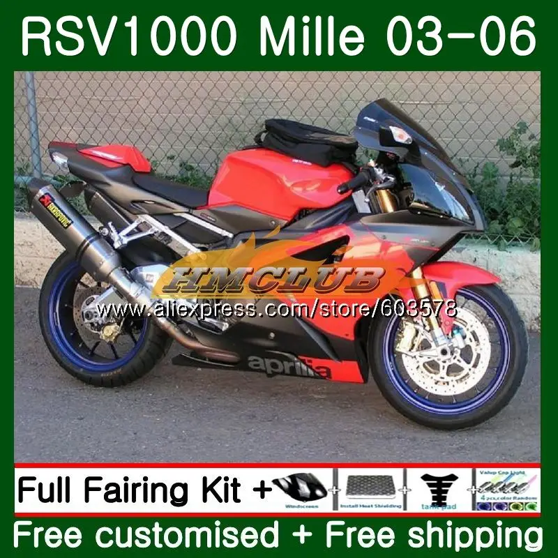 Комплект обтекателей для Aprilia Ove RSV 1000 R RR 2003 2004 2005 2006 42CL.4 красный черный RSV1000RR RSV1000R