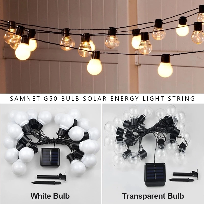 

5m/10m Led Globe Fairy String Light Christmas Garland Street Wedding Bulb Solar Lamp Outdoor for Party Holiday Garden Patio