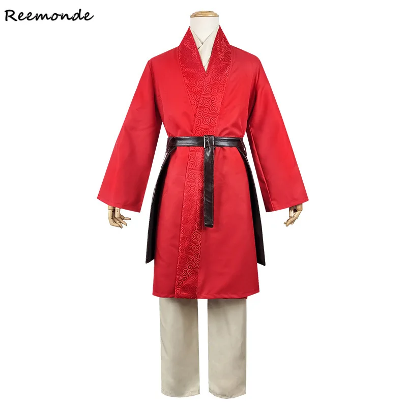 2020 New Movie Mulan Cosplay Hua Mulan Costume Top Pants Sets Red Coat Hanfu Korea Uniform Women Outfit Adult Women Clothes