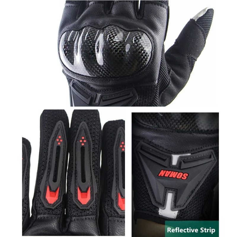 

Motorcycle Gloves Carbon Fiber Motorbike Biker Racing Riding Moto Gloves Screen R9CC