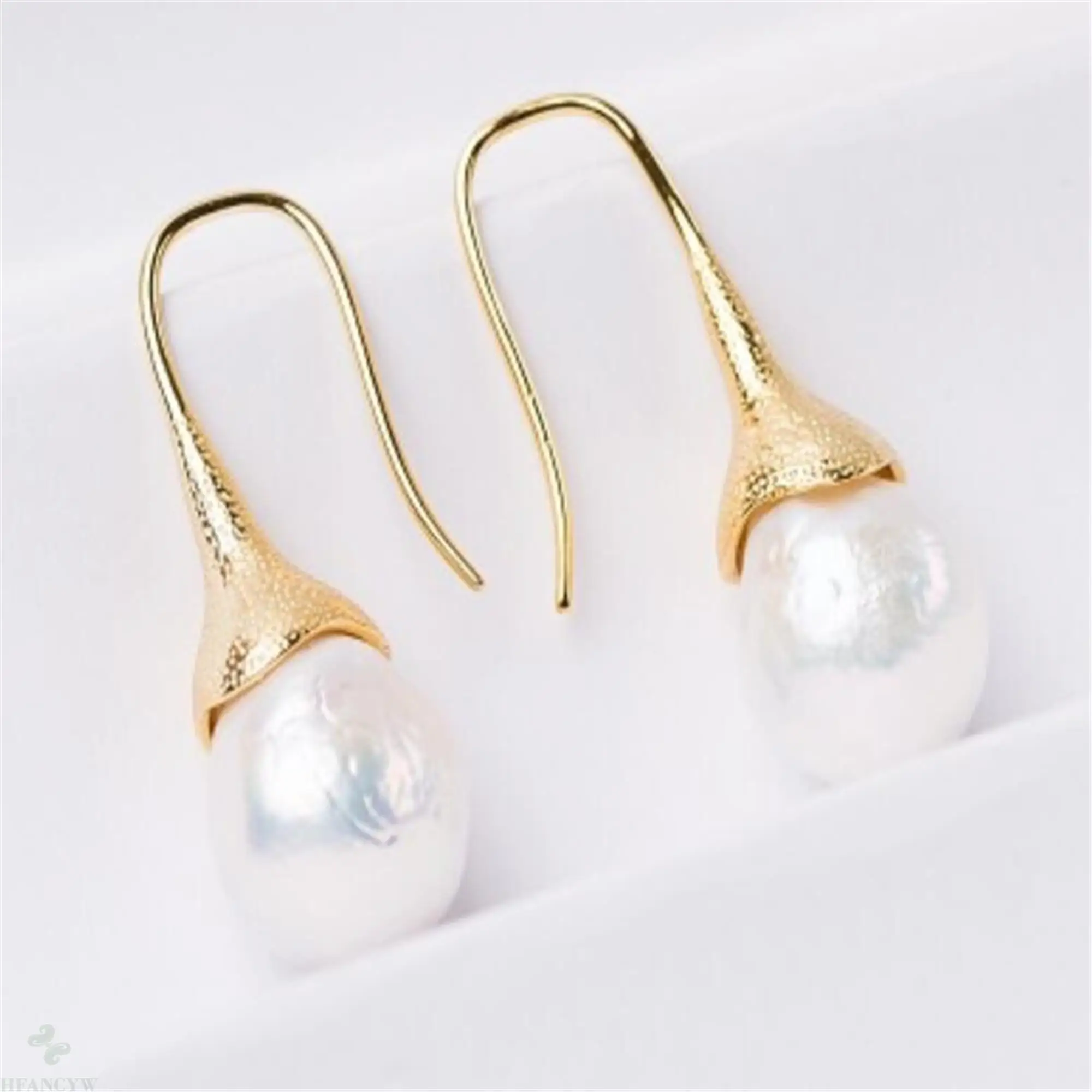 12-13 мм белые серьги с барочным жемчугом золотые Висячие модные Необычные