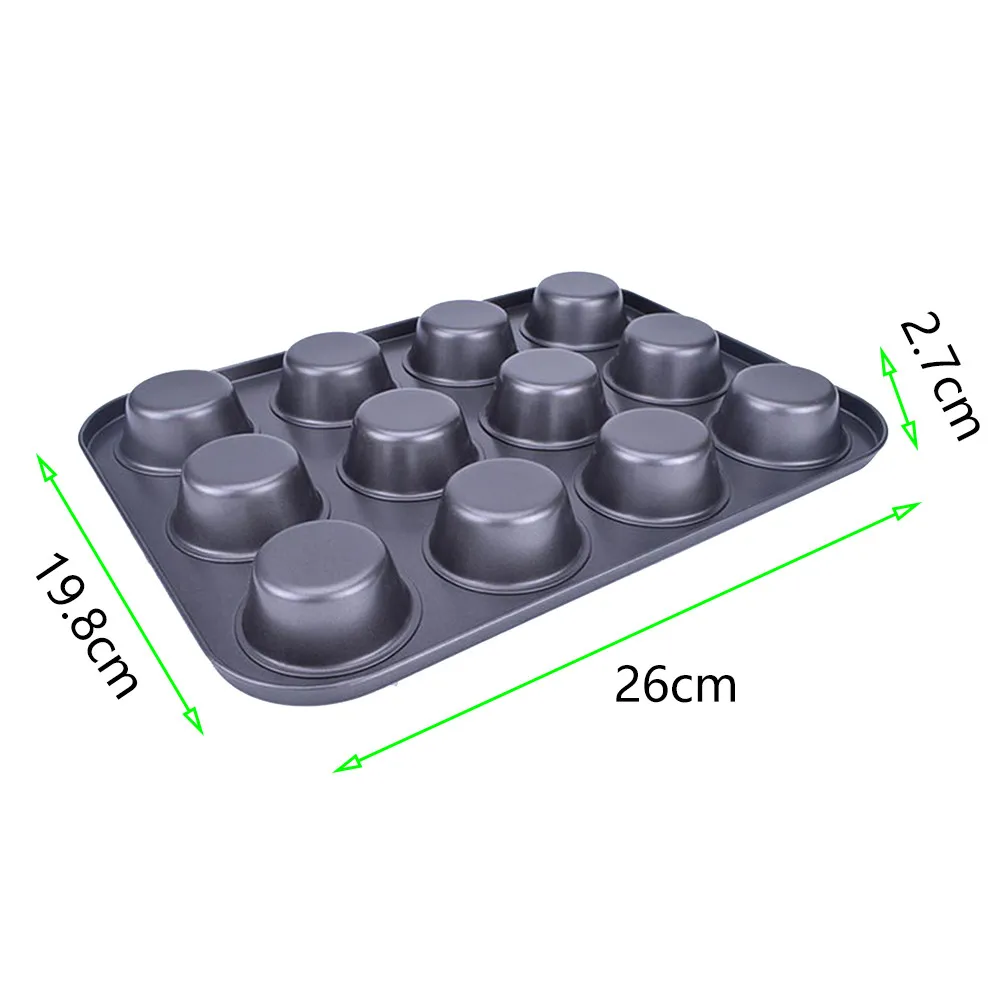 

12 Cup Baking Tray Bakeware Carbon Steel Chocolate Cupcake Kitchen Muffin