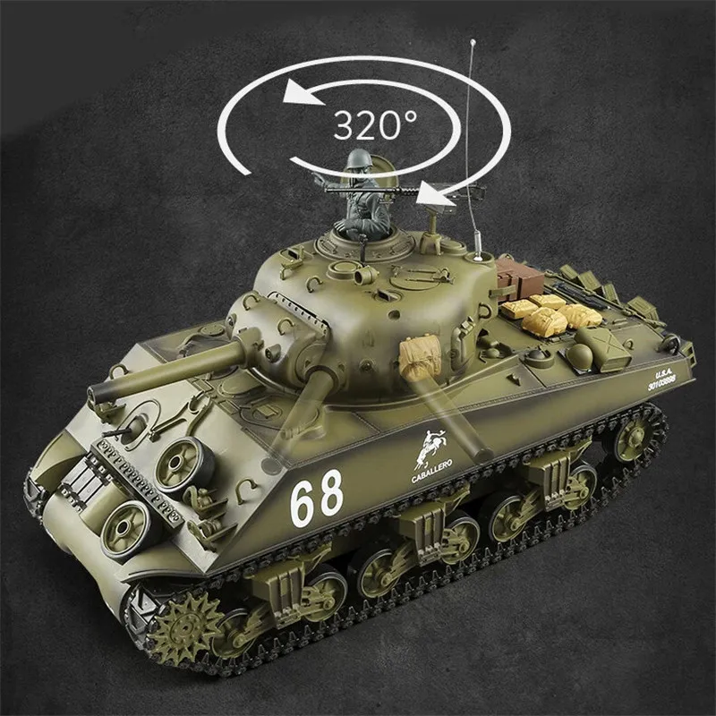Heng Long 3898-1 2 4 ГГц Радиоуправляемый автомобиль 1:16 США Sherman M4A3 обновленный