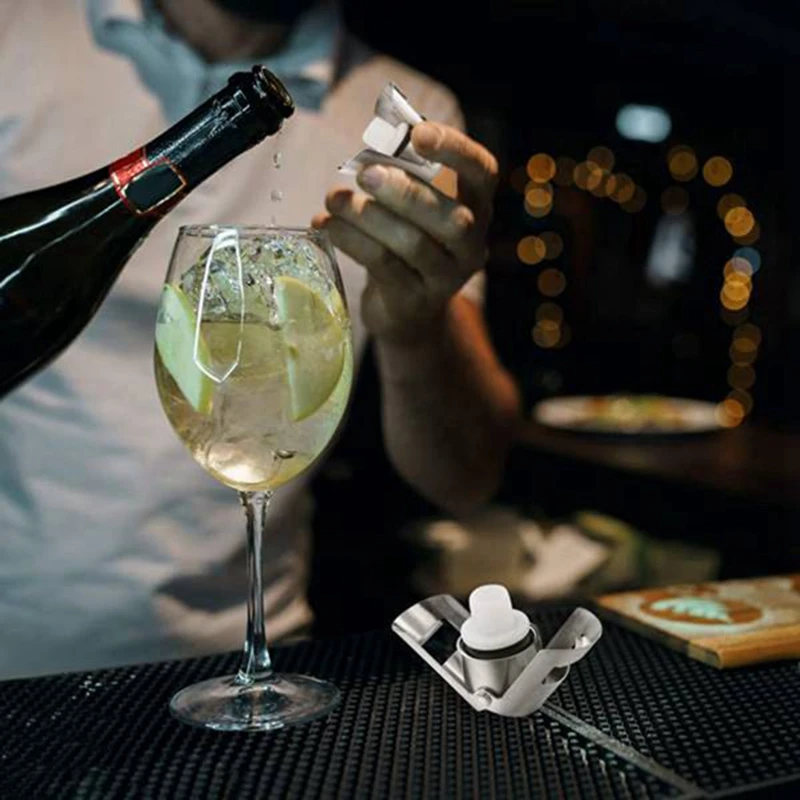 4 Pcs Champagne Stopper with Long Sealing Plug Stainless Steel Silver Bottle | Bar Tools