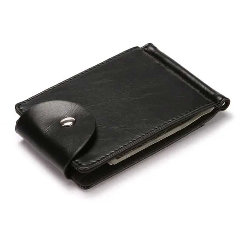 

Men Fashion PU Leather Credit Card Holder Button Coin Pouch Wallet Money Clip Case M6CC