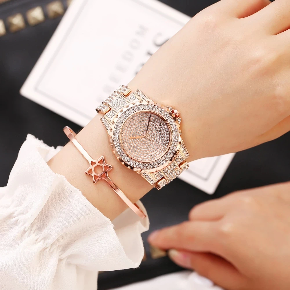 

Women Bling Diamonds Crystal Strap Watch Fashion Luxury Stainless Steel Quartz WristWatches Watches Feminino Relogio Watches