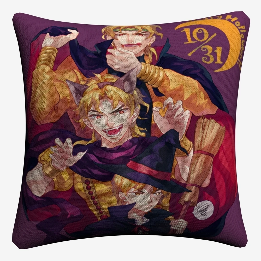 Декоративная льняная наволочка для дивана Dio Brando Jojo с изображением аниме 45x45 см