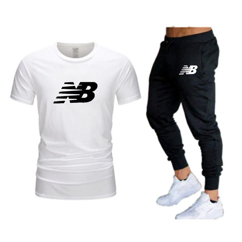 

2021 new men's fashion short T-shirt thin trousers customized printed short sweatshirt, leisure summer sports set NB set
