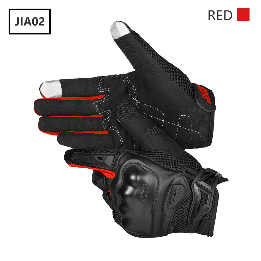Red Перчатки для мотоцикла с сенсорным экраном из углеродного волокна, защитное снаряжение для мотогонок, мотокросса, мотоциклистов# JIA02 - Цвет: Red
