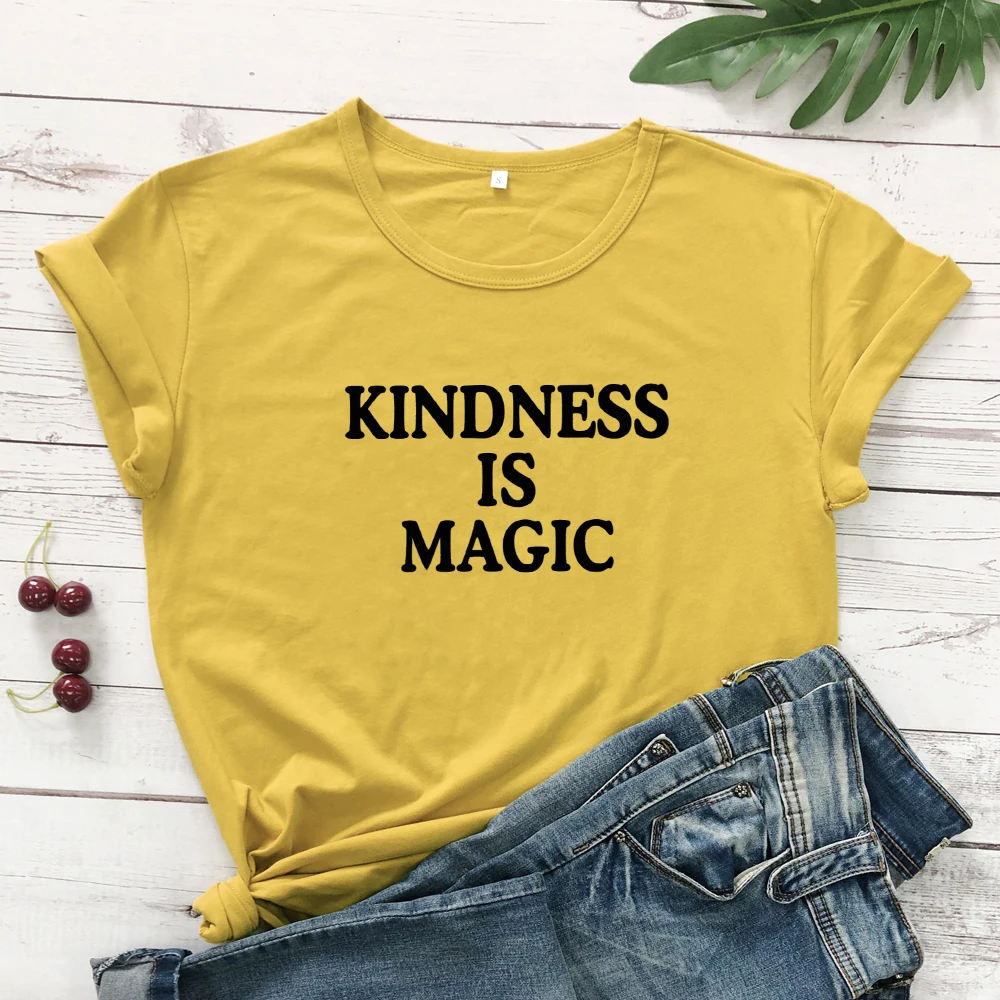 Kind ness Is Magic 100% хлопковая футболка повседневная женская с надписью Христианская