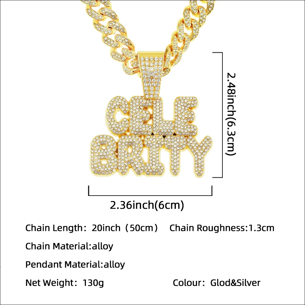 

Men's Necklace Hip Hop Jewelry Letters Diamond Pendant Cuban Chain Gifts for Girls Gothic Jewelry Women's lfashion luxury2021
