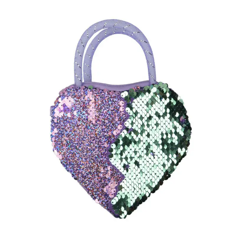 

Girl Kids Handbag Gradient Sequin Shaped Ribbon Long Strap Clutch Bag Purse Coin Pocket Bag /BL1