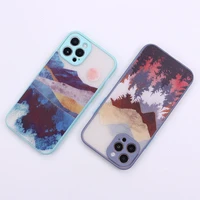 fashion landscape painting phone case cover for iphone 11 12 13 pro max mini x xr xs 7 8 plus matte shockproof back cover shell