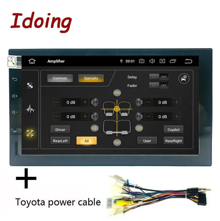toyota power cable Idoing 2Din Android 9,0 " PX5 4G+ 64G Восьмиядерный Универсальный Автомобильный gps DSP Радио мультимедийный плеер ips экран видео навигация - Цвет: toyota power cable