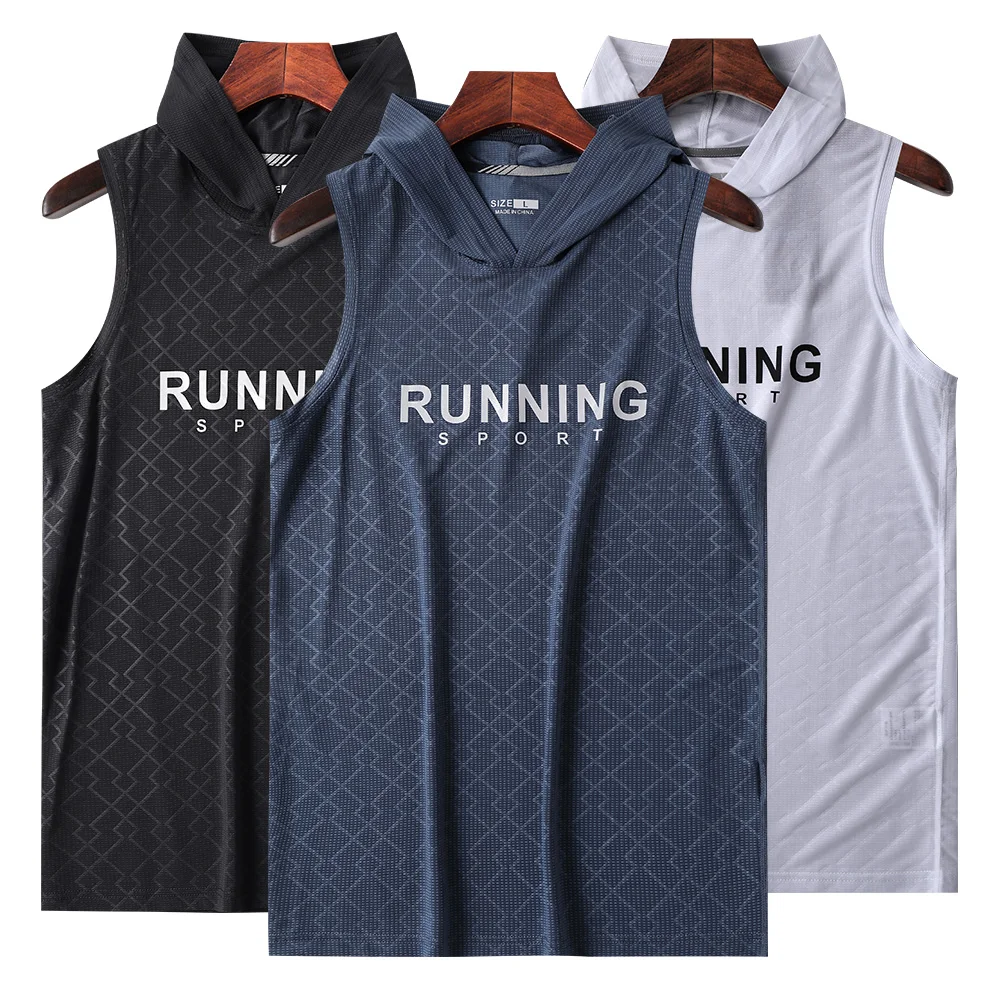 

Summer Gym Tank Top Breathable Sleeveless Sports Shirt Men's Vest With Hat Fashion Clothing Bodybuilding Singlets Fitness Vest