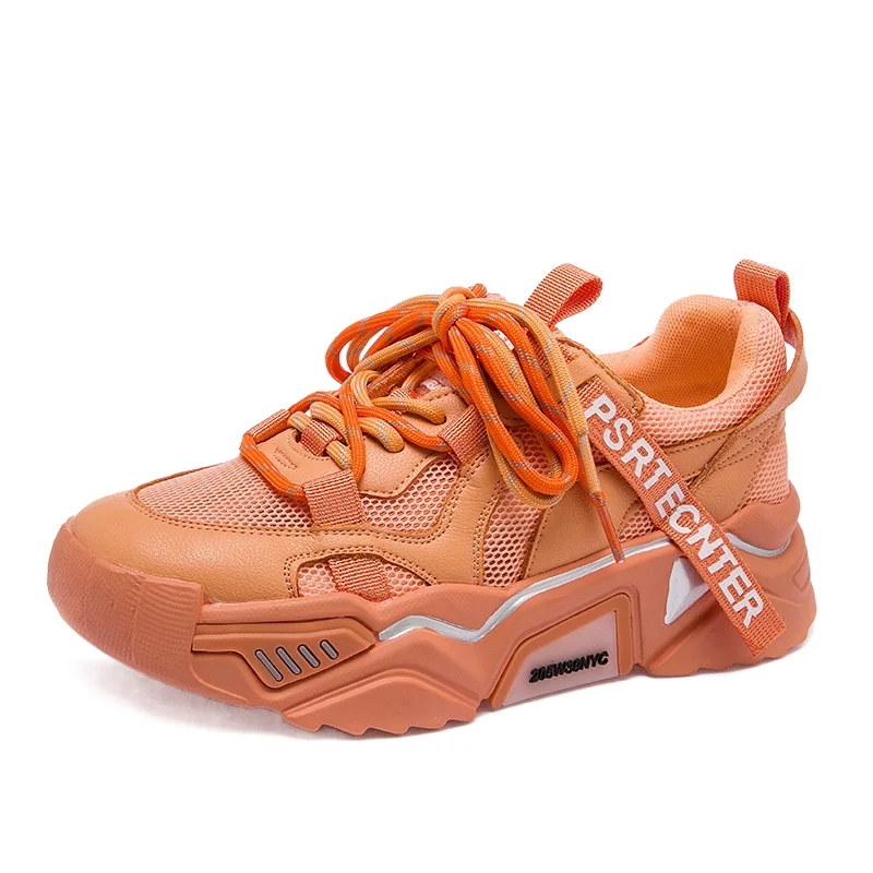 

Daddy shoes Female leather casual shoes Female breathable Net shoes Platform shoes Summer Solid color Increased air cushion