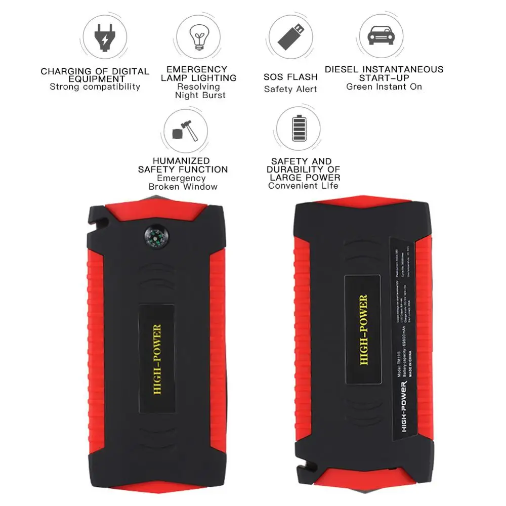 Автомобильное пусковое устройство 12000 мАч 4 USB порта внешний аккумулятор с